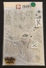 Christmas Winter Woodland deer stag trees scenes grass Hobby Art clear stamps