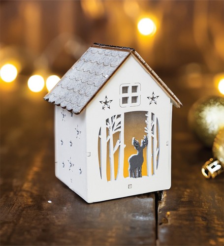 Wooden lightup festive scene - festive,