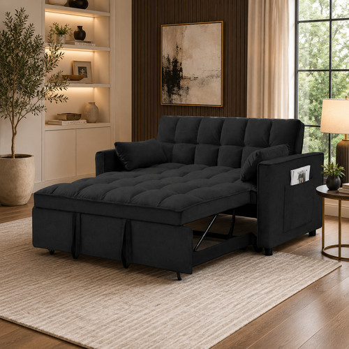 Sleeper sofa bed - 3-in-1, black