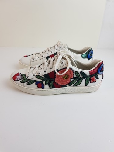 Gucci white ace embroidered - gucci,