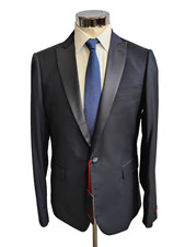 Devil's advocate men's navy Theo slim fit tuxedo jacket and waistcoat 42R