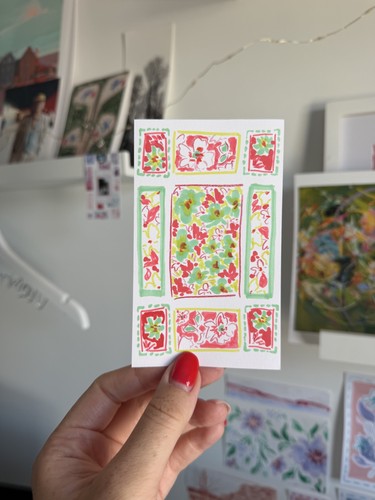 Ooak original tile floral - tile,