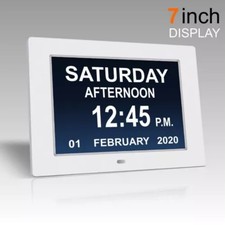 7" Digital Alarm Clock Calendar Datetime Memory Loss Dementia Elderly Reminder