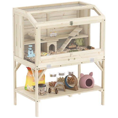 Pawhut wooden hamster cage - hamster, cage,