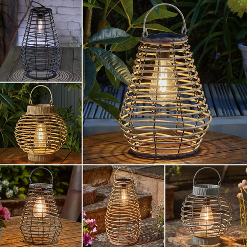 Solar led brown grey - grey, rattan