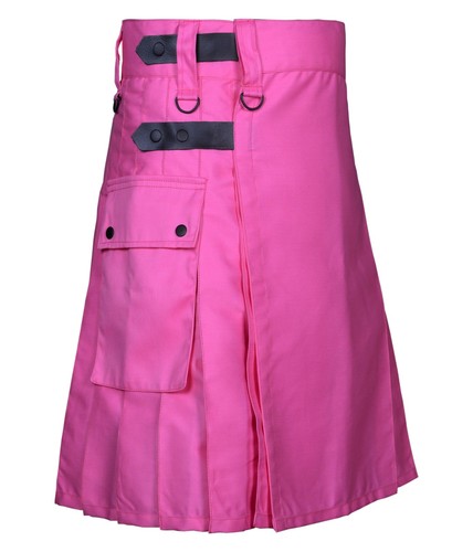 Men pink utility kilt real - men's,