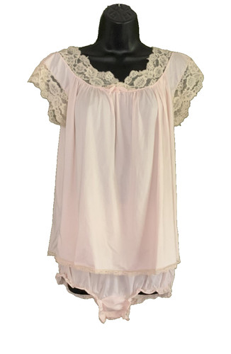 Vtg 60s peach nylon lace - peach, +