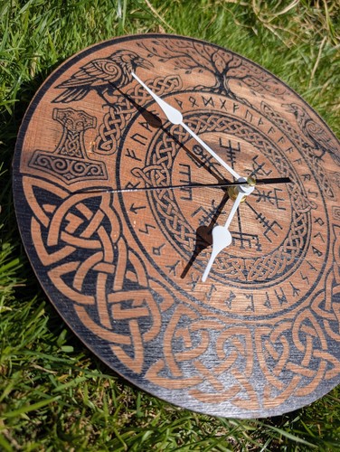 Handmade wooden wall clock - handmade,