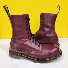 💥Dr. Martens Doc Rare Skull Wings Oxblood Steel Toe 1919 Boots UK9 US10💥