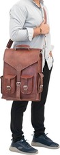 Goat Leather Backpack Laptop Rucksack Vintage Brown Mens Original S Travel New