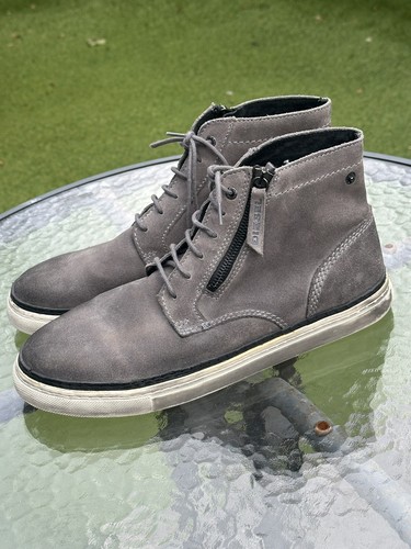Diesel grey suede zip trainer - suede,