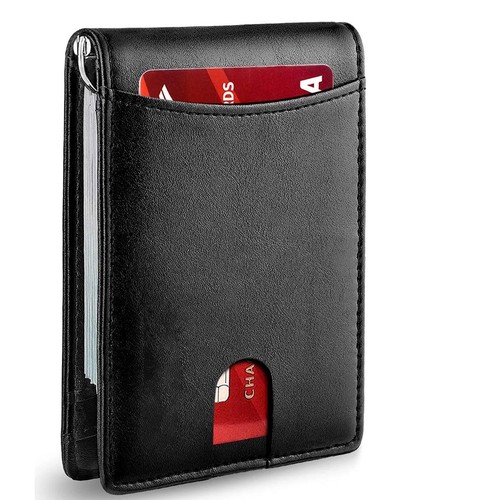 Genuine leather slim wallet - leather,