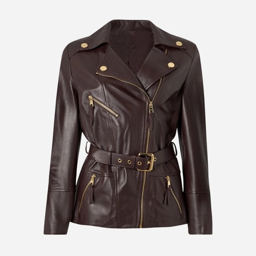 Women lambskin leather moto - women's,