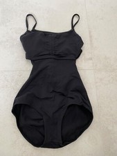 Womens Plume Black Leotard, Shelf Bra, Scoop Back, Size Small