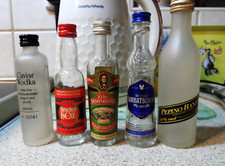 Very Rare Vintage German Miniature Alcohol Bottles x 5 - Empty & Clean - Lot 15