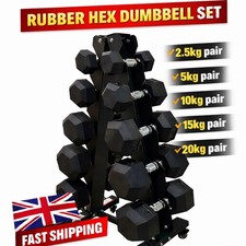 Dumbbell Set Rubber Hex  &
