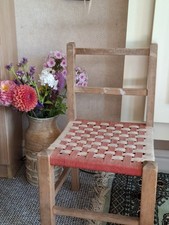 Vintage Woven Rattan Child's Wooden Chair