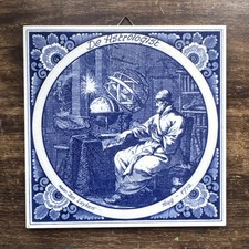 JOH. LUYKEN. Delft Blue Tile Hand Painted Holland De Astrologist
