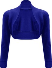 New Ladies Shrug Long Sleeved Bolero Plain Top Women's Plus Size 8-26