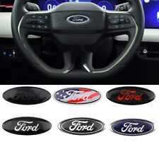 Ford Steering Wheel Badge Black Silver Text Logo 58mm X 22mm Emblem Free P&P