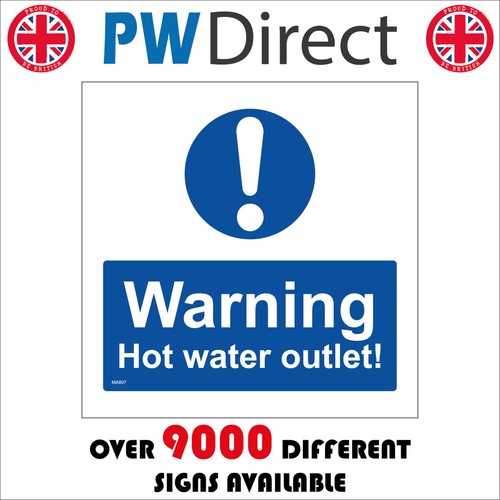 Sign warning hot water - warning, outlet