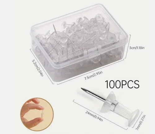 100pcs clear thumb tacks push - thumb,