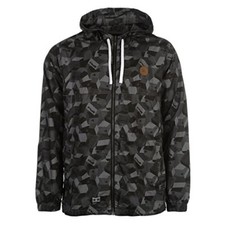 Airwalk Hooded Grey Jacket size S Urban Black Grey Camo full zip adjustable