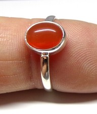 Handmade 925 Sterling Silver 9 x 7 mm Oval Carnelian Stone Ring Size H to X