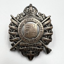 Genuine London Rifle Brigade Officers 1924 Silver Hallmarked Cap Badge