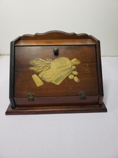 Vtg Wooden Bread Box Farmhouse