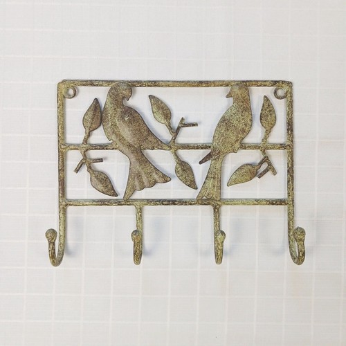 Metal bird wall hook - bird, brown