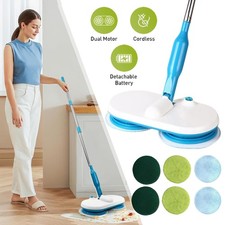 Electric Floor Mop Dual Spin Floor Polisher Compact Cleaner Kit Sweeper 6 Pads
