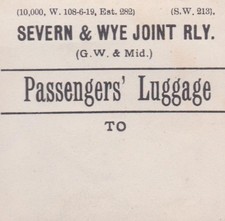 Severn & Wye JOINT Railway Luggage Label BLANK