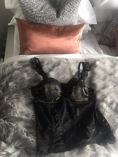 Soleil Sucre  Italian black satin corset lingerie Uk 10-12 M