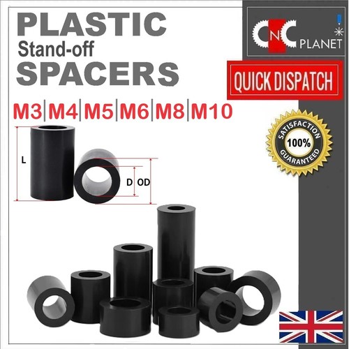 Black plastic standoff spacers - plastic,