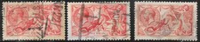 GB King George V Stamps 1913/1918 5/- Red x 3 Seahorse r17017