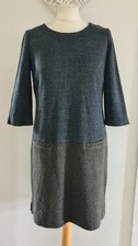 Ladies Womens Laura Ashley Navy Blue Grey Knit Shift Dress Size 10