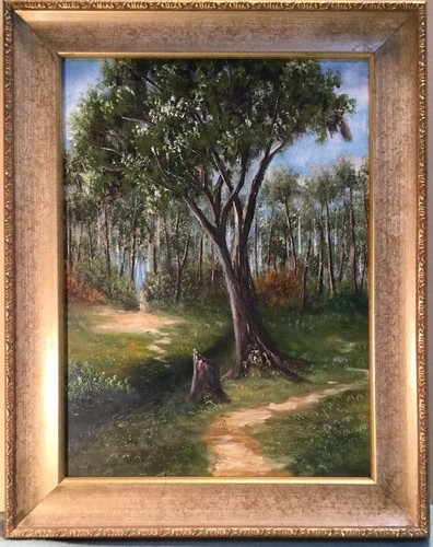 Oil painting forest scene - painting,