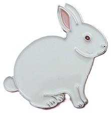 White Rabbit Pin Badge Bunny