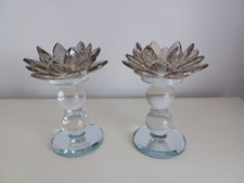 2 JULIEN MacDONALD Crystal Lotus Flower Tealight Holders In Gi