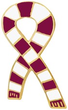 Northampton Town Supporter Maroon and White Scarf Ribbon Pin Badge GOLD plated