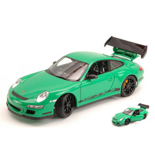 PORSCHE 911 GTR 3 RS 2007 GREEN WITH BLACK STRIPES 1:18 Welly Auto Stradali Mode