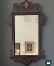 Antique 1760s Georgian wall Mirror With Original Bevel Plate Glass Mahogany 