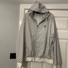 Men's white grey hooded Fred Perry Outdoor Style Lightweight Jacket In XL VGC