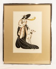 G Gillard Lady and Dog Framed
