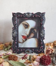 Rare Luxury Bella Lux Photo Frame with Ornate Diamantes, Vintage Black & Pink