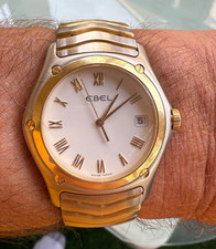 Ebel Classic Wave E1187F41 38mm Men’s Watch 18K Gold Steel 7” Band Excellent