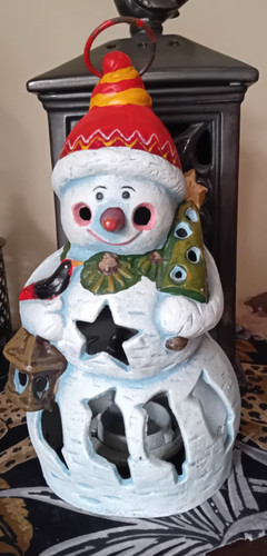 Vintage cast iron snowman - cast,