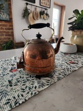 Vintage Copper Teapot Kettle Oval Shape for Farmhouse Cottage