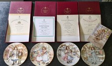 Royal Worcester- The NSPCC Christmas Plates 1987 - 1990 - Set of Four - Boxed